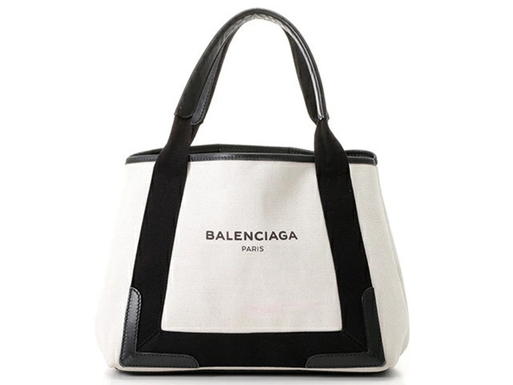 Balenciaga tote bag Navy Blue Cabas black canvas calfskin